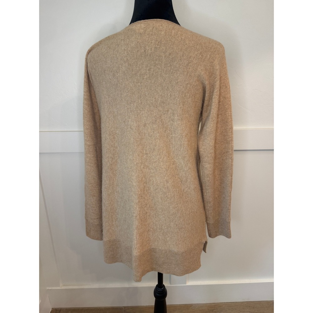 Halogen Cashmere Blend Wool Sweater Dress Tan Camel Crew Neck Long Sleeve M - Picture 4 of 7